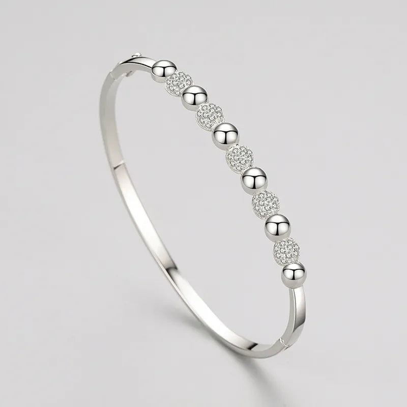 925 Silver Women's Bracelet - Romantic Design with Zircon Circles