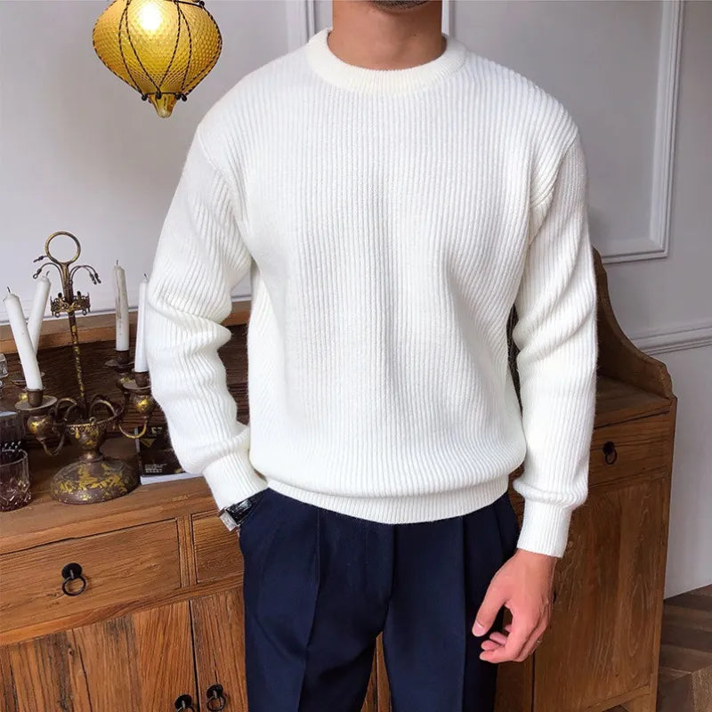 Minimalist Men's Sweater - Soft Crew Neck Knit