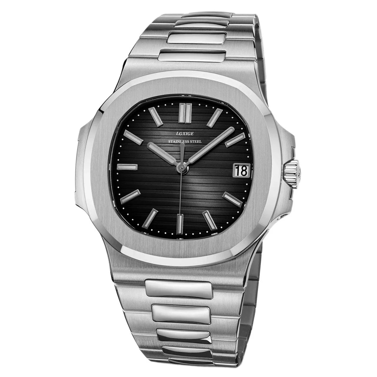 Elegant Men's Watch - Stainless Steel & Black Dial