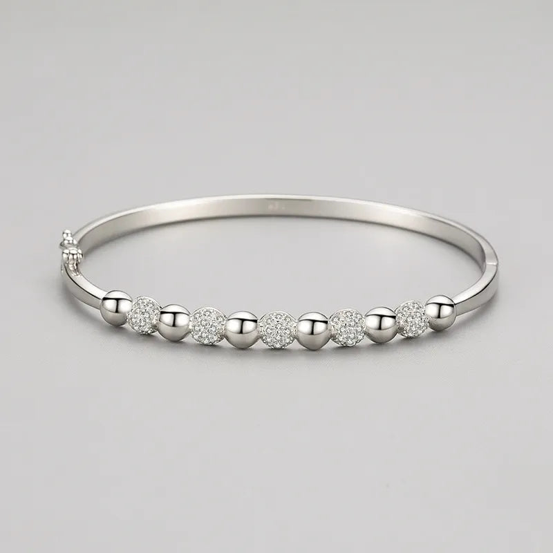 925 Silver Women's Bracelet - Romantic Design with Zircon Circles
