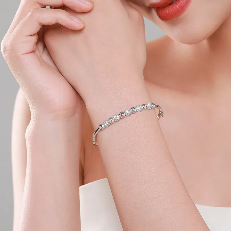 925 Silver Women's Bracelet - Romantic Design with Zircon Circles
