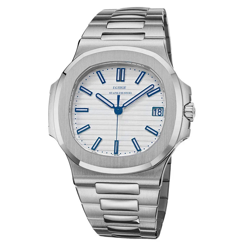 Elegant Men's Watch - Stainless Steel & Ivory Dial