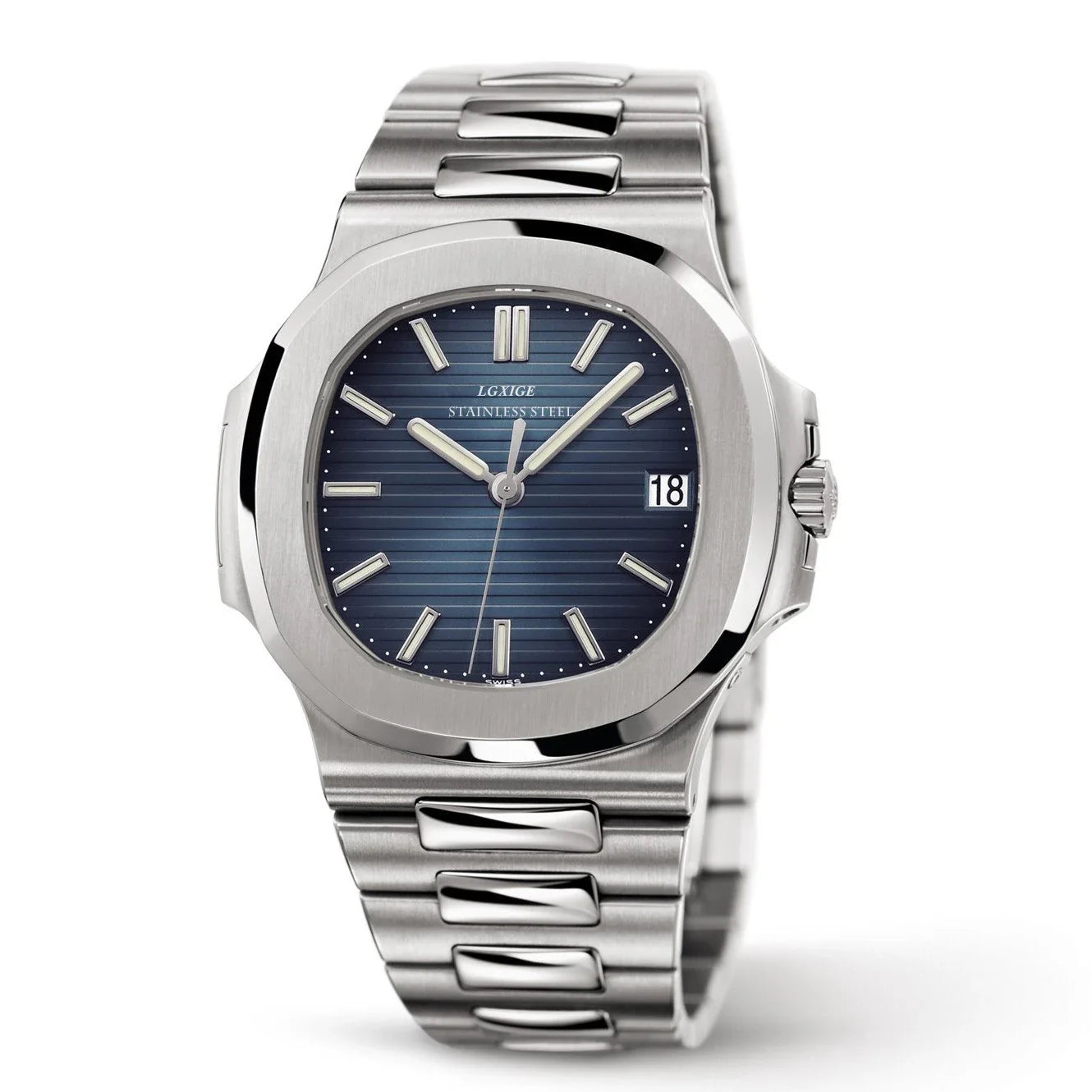 Elegant Men's Watch - Stainless Steel & Deep Blue Dial