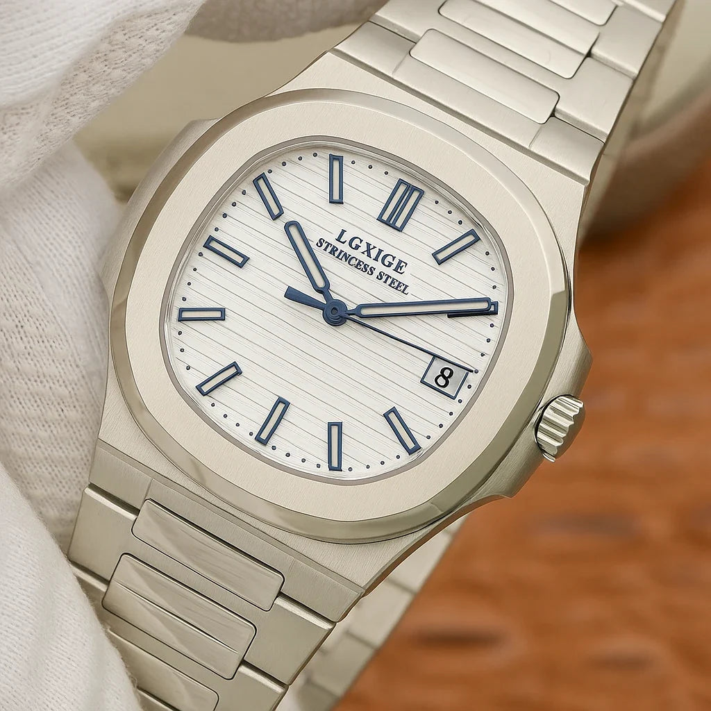 Elegant Men's Watch - Stainless Steel & Ivory Dial